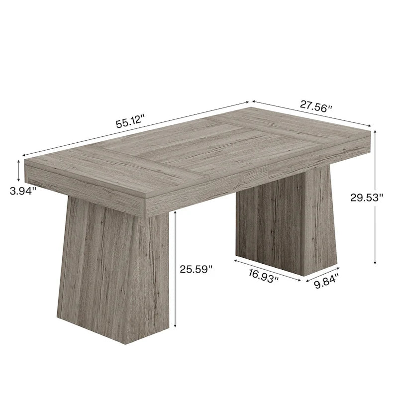 Brown/Light Brown/Grey/Black Rectangular Dining Table, Seats 4–6