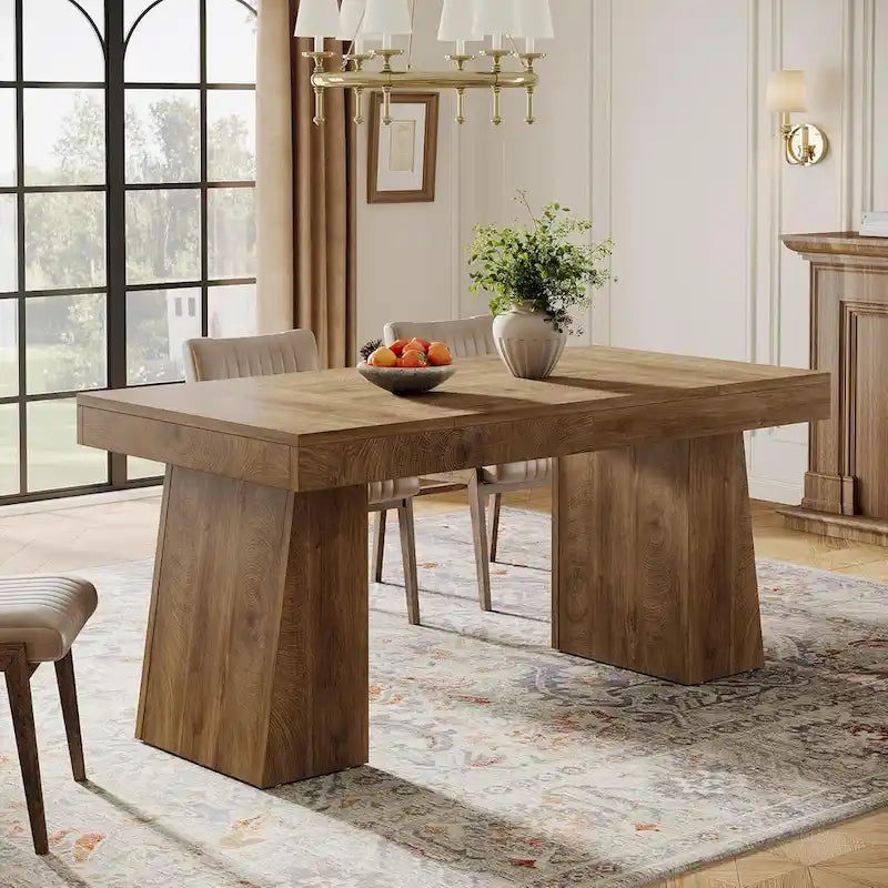 Brown/Light Brown/Grey/Black Rectangular Dining Table, Seats 4–6