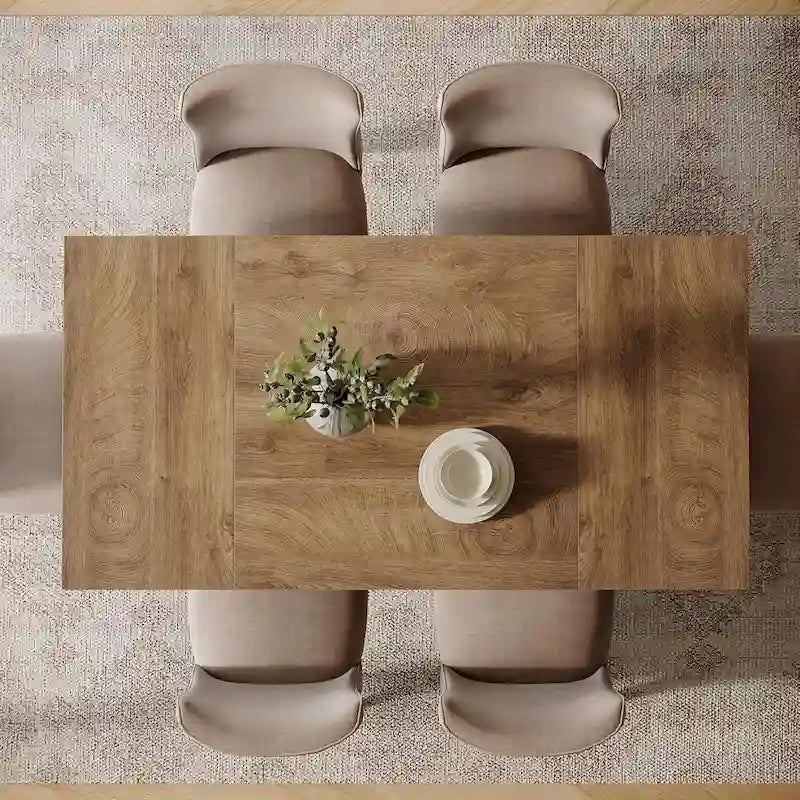 Brown/Light Brown/Grey/Black Rectangular Dining Table, Seats 4–6