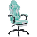 Green Ergonomic Gaming Chair, Height Adjustable, Reclining, with Footrest, for 1 Person, 300 lbs Capacity