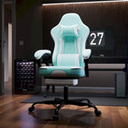 Green Ergonomic Gaming Chair, Height Adjustable, Reclining, with Footrest, for 1 Person, 300 lbs Capacity