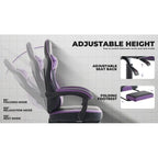 Green Ergonomic Gaming Chair, Height Adjustable, Reclining, with Footrest, for 1 Person, 300 lbs Capacity