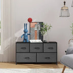 Black / Rust Brown / White / Grey, 5-Drawer Fabric Dresser with Steel Frame & Wood Top, for 1