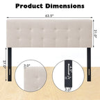 Gymax Full/Queen Size Headboard Linen Fabric Upholstered Button Tufted