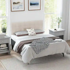 Gymax Full/Queen Size Headboard Linen Fabric Upholstered Button Tufted