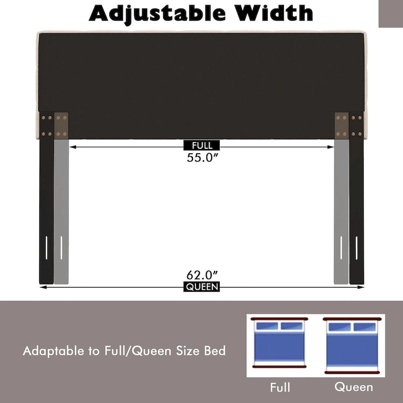 Gymax Full/Queen Size Headboard Linen Fabric Upholstered Button Tufted
