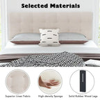 Gymax Full/Queen Size Headboard Linen Fabric Upholstered Button Tufted
