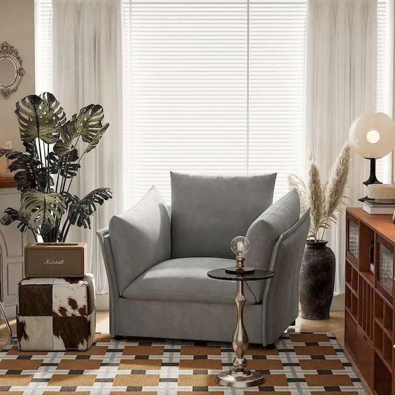Green / Dark Grey Chenille Lounge Armchair – 1-Seater