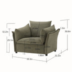 Green / Dark Grey Chenille Lounge Armchair – 1-Seater