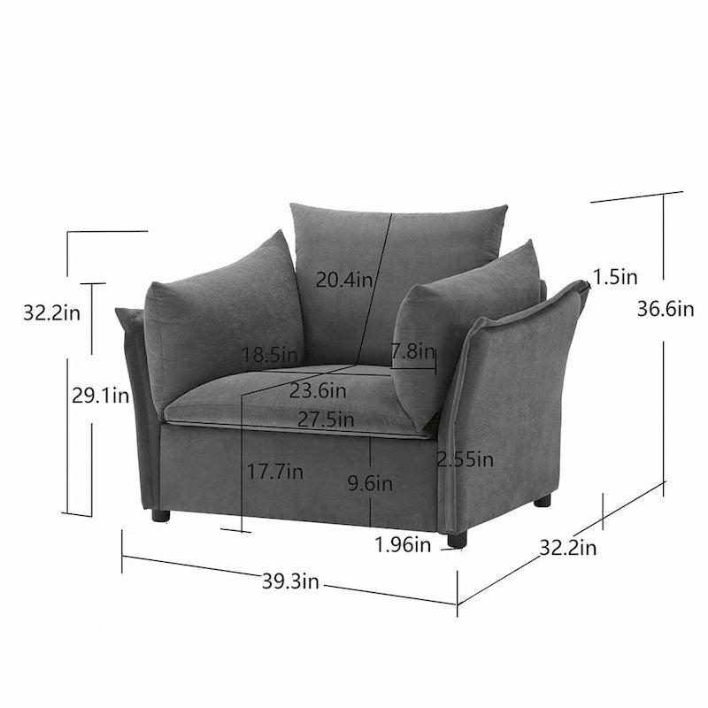 Green / Dark Grey Chenille Lounge Armchair – 1-Seater
