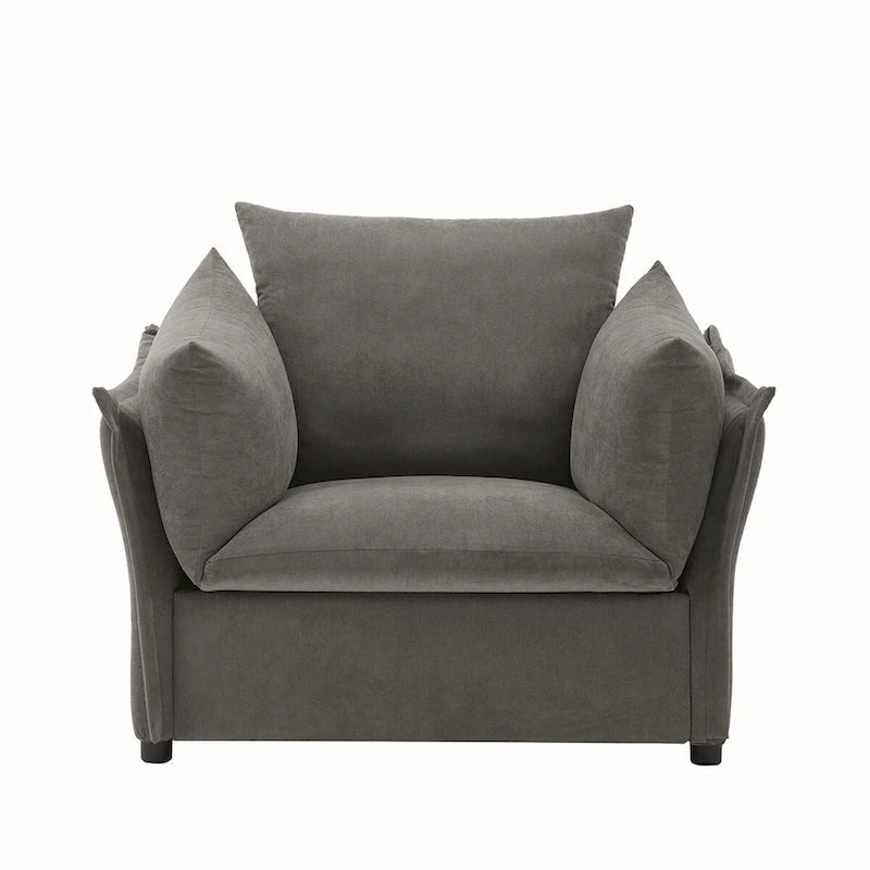 Green / Dark Grey Chenille Lounge Armchair – 1-Seater