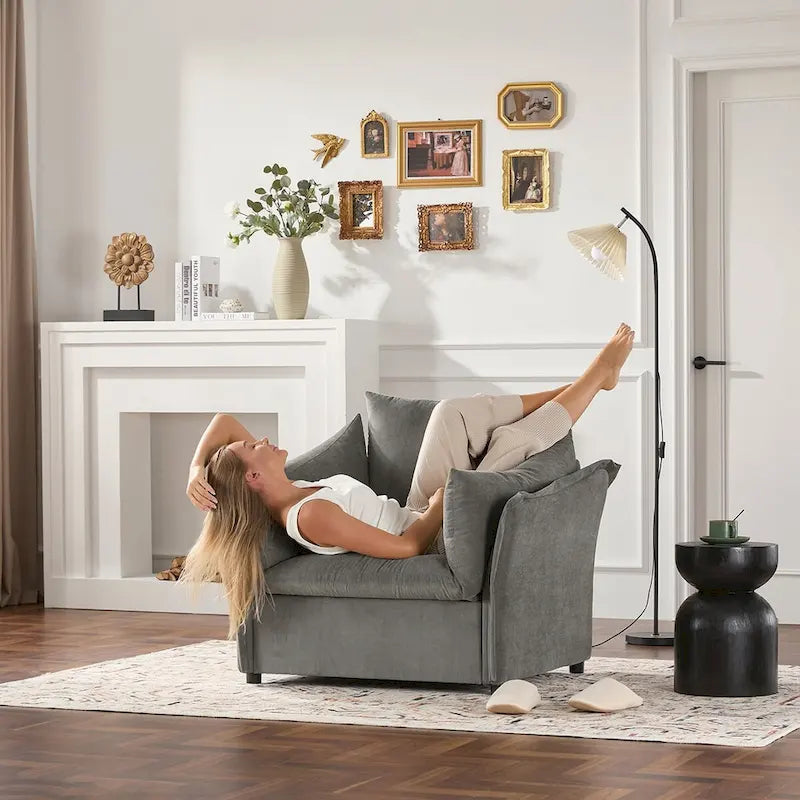 Green / Dark Grey Chenille Lounge Armchair – 1-Seater