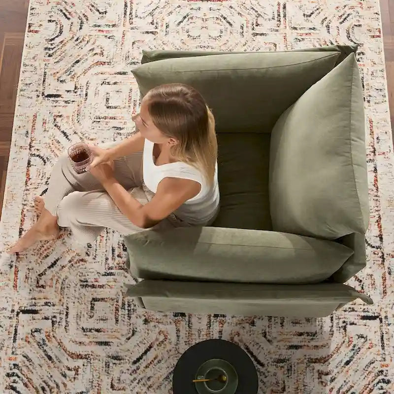 Green / Dark Grey Chenille Lounge Armchair – 1-Seater