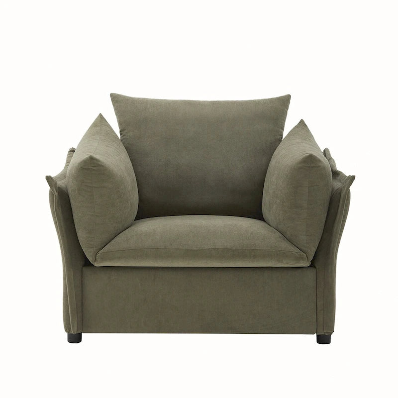 Green / Dark Grey Chenille Lounge Armchair – 1-Seater