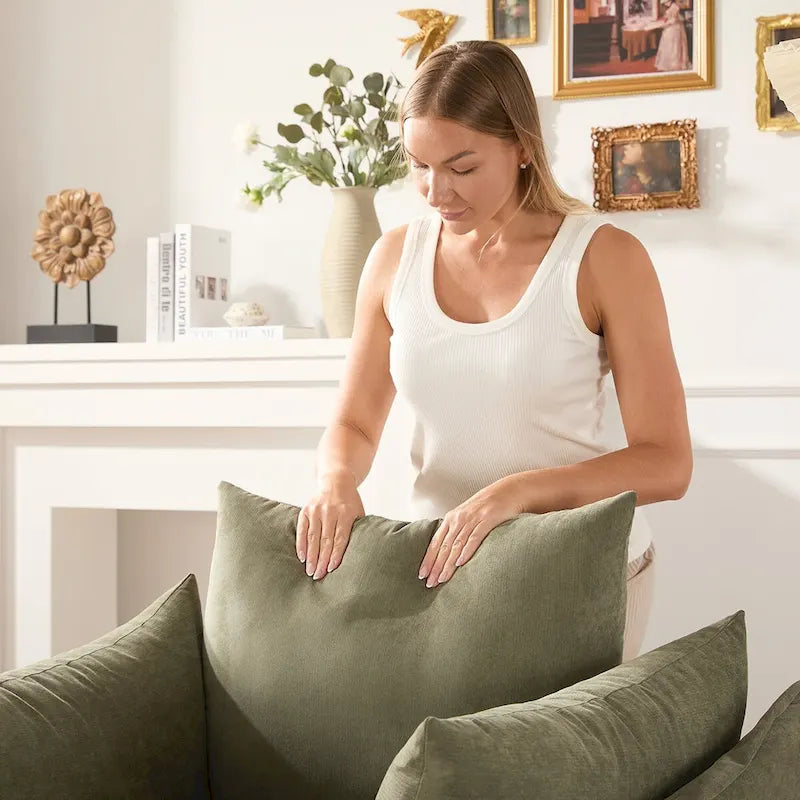 Green / Dark Grey Chenille Lounge Armchair – 1-Seater