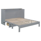 White/Gold/Gray Queen Murphy Wall Bed with Storage Drawers & USB Port, 2-Person