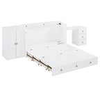 Queen Size Murphy Bed with USB Port, Large Drawer and Desk Combo for Bedroom