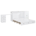 Queen Size Murphy Bed with USB Port, Large Drawer and Desk Combo for Bedroom