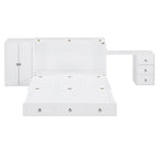 Queen Size Murphy Bed with USB Port, Large Drawer and Desk Combo for Bedroom