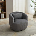 Corduroy 360° Swivel Barrel Accent Chair – Charcoal / Ivory / Light Gray, Single Seat