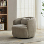Corduroy 360° Swivel Barrel Accent Chair – Charcoal / Ivory / Light Gray, Single Seat