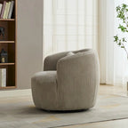 Corduroy 360° Swivel Barrel Accent Chair – Charcoal / Ivory / Light Gray, Single Seat