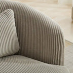 Corduroy 360° Swivel Barrel Accent Chair – Charcoal / Ivory / Light Gray, Single Seat