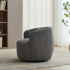 Corduroy 360° Swivel Barrel Accent Chair – Charcoal / Ivory / Light Gray, Single Seat