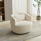 Corduroy 360° Swivel Barrel Accent Chair – Charcoal / Ivory / Light Gray, Single Seat