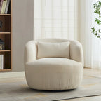 Corduroy 360° Swivel Barrel Accent Chair – Charcoal / Ivory / Light Gray, Single Seat