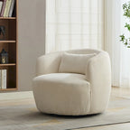 Corduroy 360° Swivel Barrel Accent Chair – Charcoal / Ivory / Light Gray, Single Seat