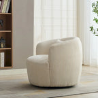Corduroy 360° Swivel Barrel Accent Chair – Charcoal / Ivory / Light Gray, Single Seat
