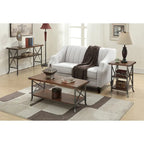 Multi-Color Rectangular Coffee Table with Bottom Shelf, Seats 2