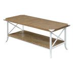 Multi-Color Rectangular Coffee Table with Bottom Shelf, Seats 2