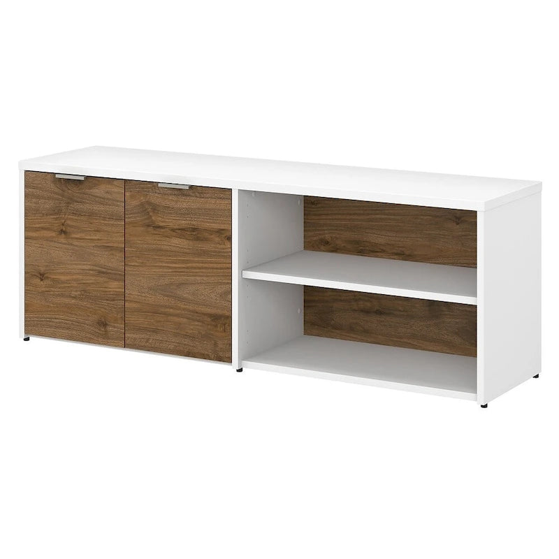 Low Storage Cabinet with Doors – White / Grey, 2-Door, 4-Shelf