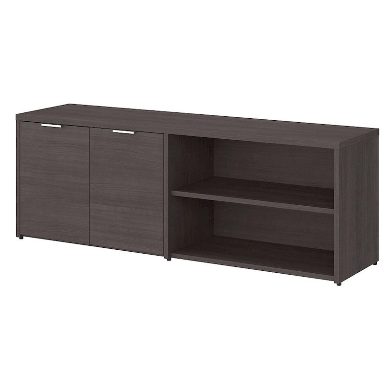 Low Storage Cabinet with Doors – White / Grey, 2-Door, 4-Shelf