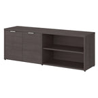 Low Storage Cabinet with Doors – White / Grey, 2-Door, 4-Shelf