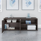Low Storage Cabinet with Doors – White / Grey, 2-Door, 4-Shelf