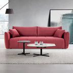 85" 3-Seater Fabric Sofa with 2 Pillows – Beige / Red / Creamy White