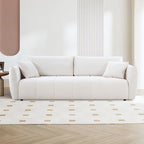 85" 3-Seater Fabric Sofa with 2 Pillows – Beige / Red / Creamy White