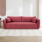 85" 3-Seater Fabric Sofa with 2 Pillows – Beige / Red / Creamy White