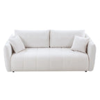 85" 3-Seater Fabric Sofa with 2 Pillows – Beige / Red / Creamy White