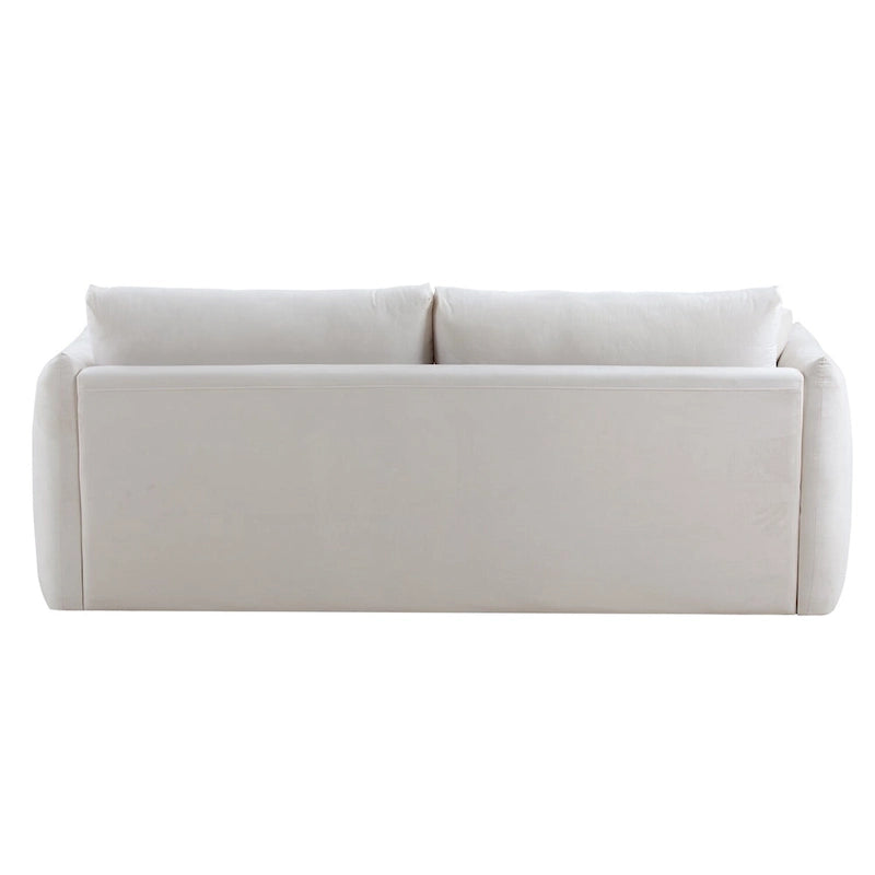 85" 3-Seater Fabric Sofa with 2 Pillows – Beige / Red / Creamy White