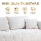 85" 3-Seater Fabric Sofa with 2 Pillows – Beige / Red / Creamy White