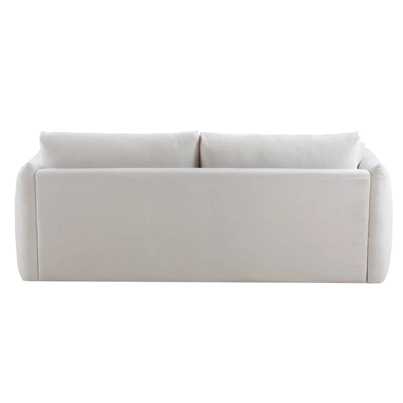 85" 3-Seater Fabric Sofa with 2 Pillows – Beige / Red / Creamy White