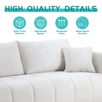 85" 3-Seater Fabric Sofa with 2 Pillows – Beige / Red / Creamy White