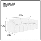 85" 3-Seater Fabric Sofa with 2 Pillows – Beige / Red / Creamy White