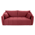 85" 3-Seater Fabric Sofa with 2 Pillows – Beige / Red / Creamy White