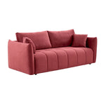85" 3-Seater Fabric Sofa with 2 Pillows – Beige / Red / Creamy White