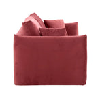 85" 3-Seater Fabric Sofa with 2 Pillows – Beige / Red / Creamy White